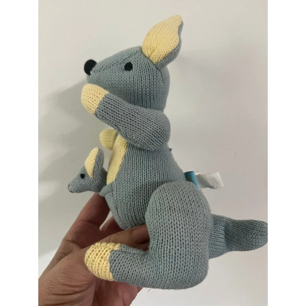 Vintage Rich Frog Kangaroo Rattle a Roo Knit Cotton Stuffed Animal